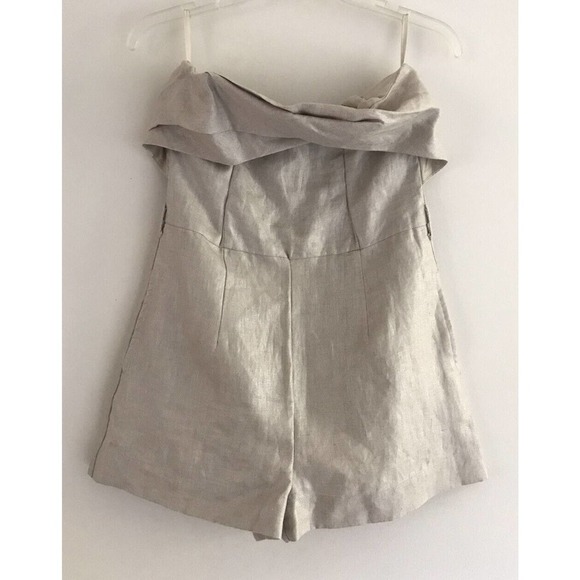 Tart Collections | Linen Jumper Womens Size M Beige Strapless Romper - Picture 4 of 10